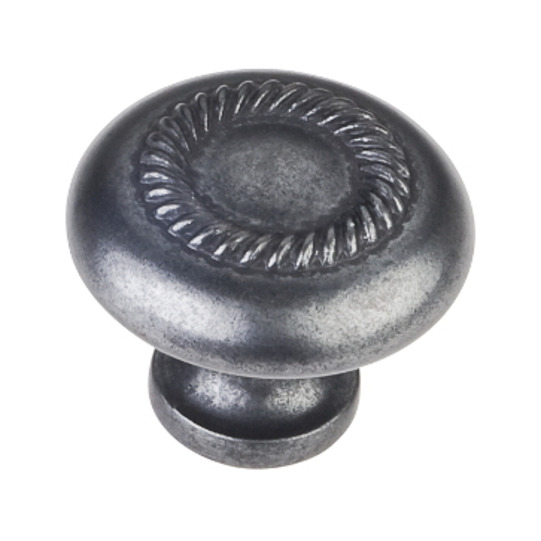 1 1/4in. Overall Length Zinc Die Cast Cabinet Knob with Rope Detail Gun Metal
